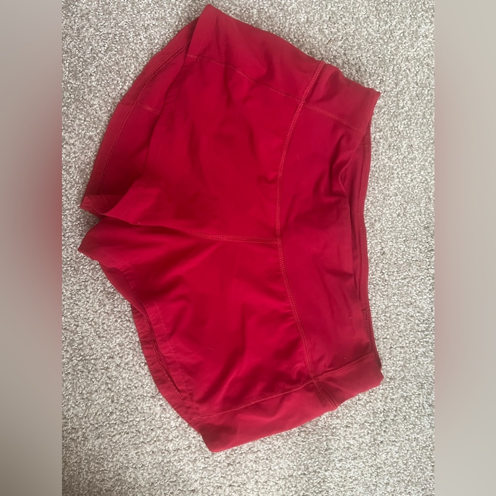 lululemon red speed up shorts- size 2 red